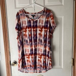 Simply Vera Vera Wang Orange and Purple Short Sleeve Tee